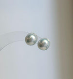 Elly’s 9.5mm Edison white blue Pearls Earrings: Extreme luster Mirrored, S925 silver cool minimalist earrings studs.