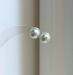 Elly’s 9.5mm Edison white blue Pearls Earrings: Extreme luster Mirrored, S925 silver cool minimalist earrings studs.