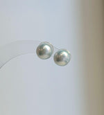 Elly’s 9.5mm Edison white blue Pearls Earrings: Extreme luster Mirrored, S925 silver cool minimalist earrings studs.