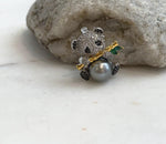 Elly’s 10.4mm Tahitian platinum Ocean Panda Brooch Pendant 2in1: Extreme Luster mirrored, 2.2x2.3cm