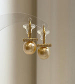 Elly’s 10mm Genius South sea deep gold ocean Pearls Earrings hooks: Extreme luster, 2.5cm high, S925 silver cool earrings.