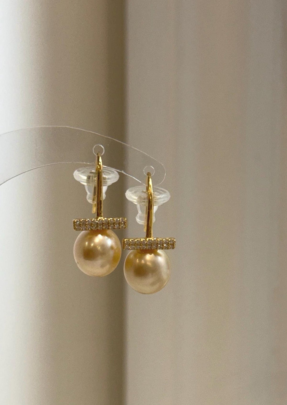 Elly’s 10mm Genius South sea deep gold ocean Pearls Earrings hooks: Extreme luster, 2.5cm high, S925 silver cool earrings.