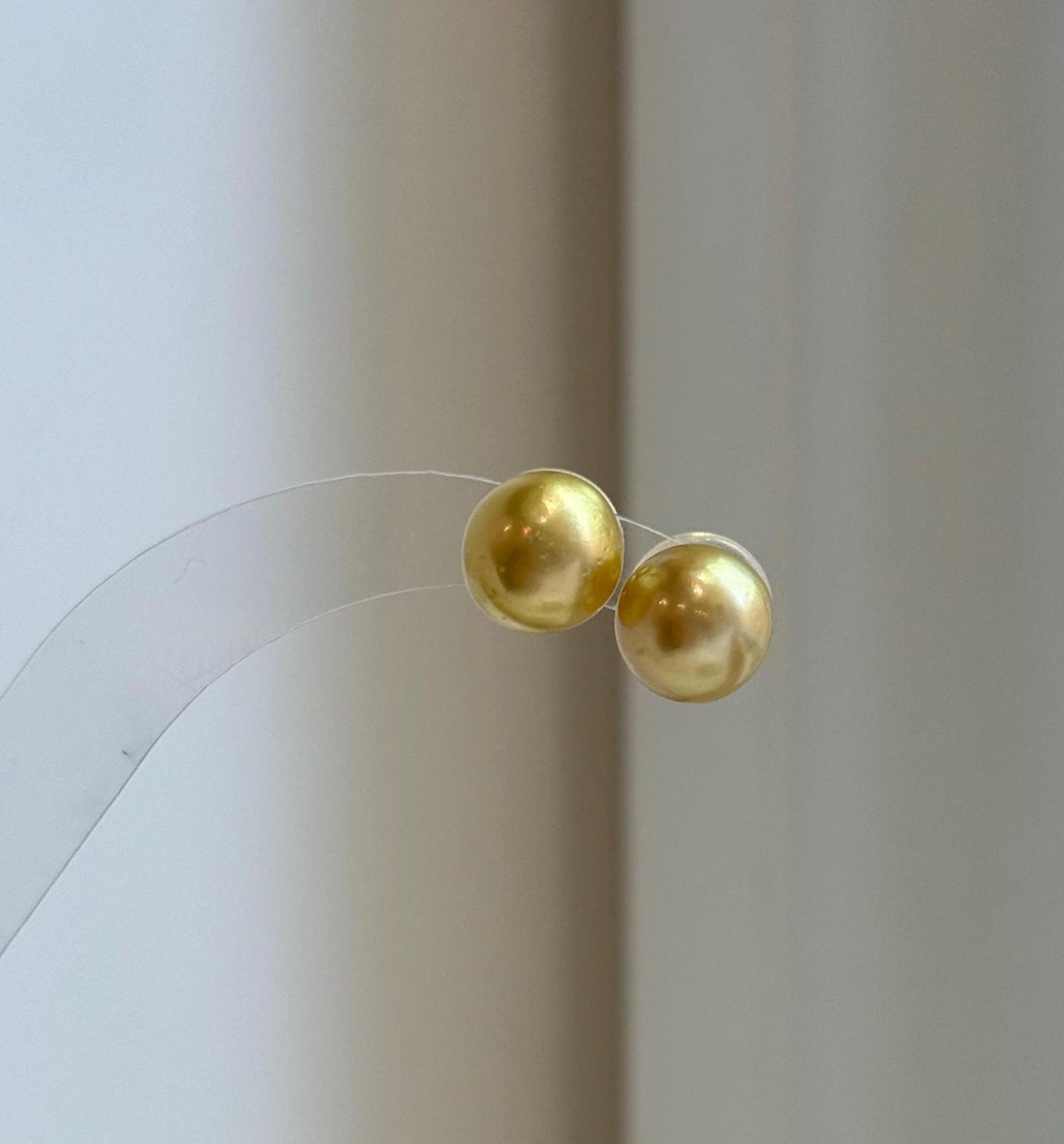 Elly’s 9.9mm Genius natural South sea Deep Tea Gold ocean Pearls Earrings studs: Extreme luster, S925 silver minimalist earrings studs.