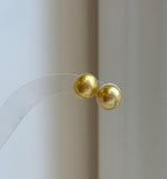 Elly’s 9.9mm Genius natural South sea Deep Tea Gold ocean Pearls Earrings studs: Extreme luster, S925 silver minimalist earrings studs.