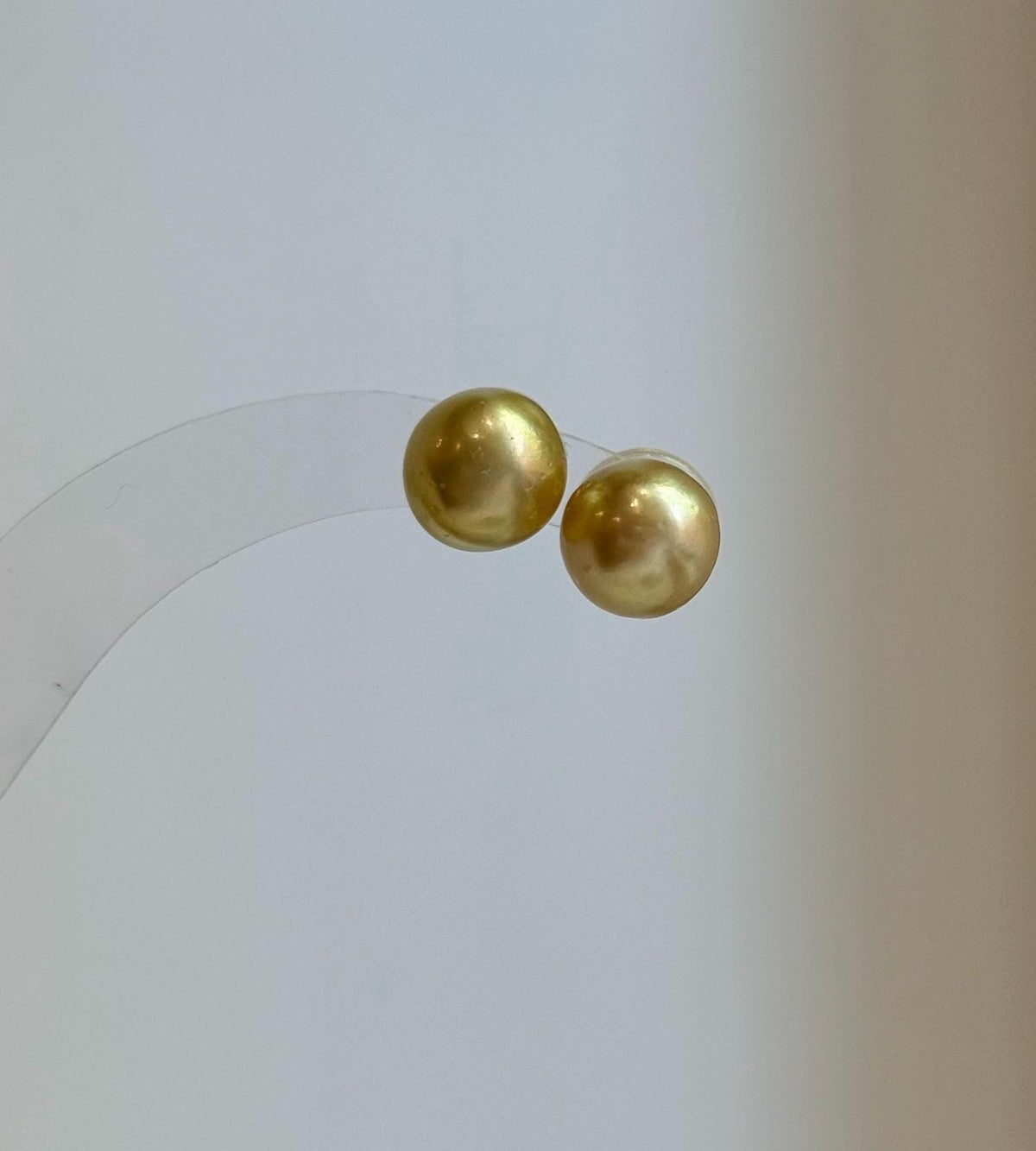Elly’s 9.9mm Genius natural South sea Deep Tea Gold ocean Pearls Earrings studs: Extreme luster, S925 silver minimalist earrings studs.