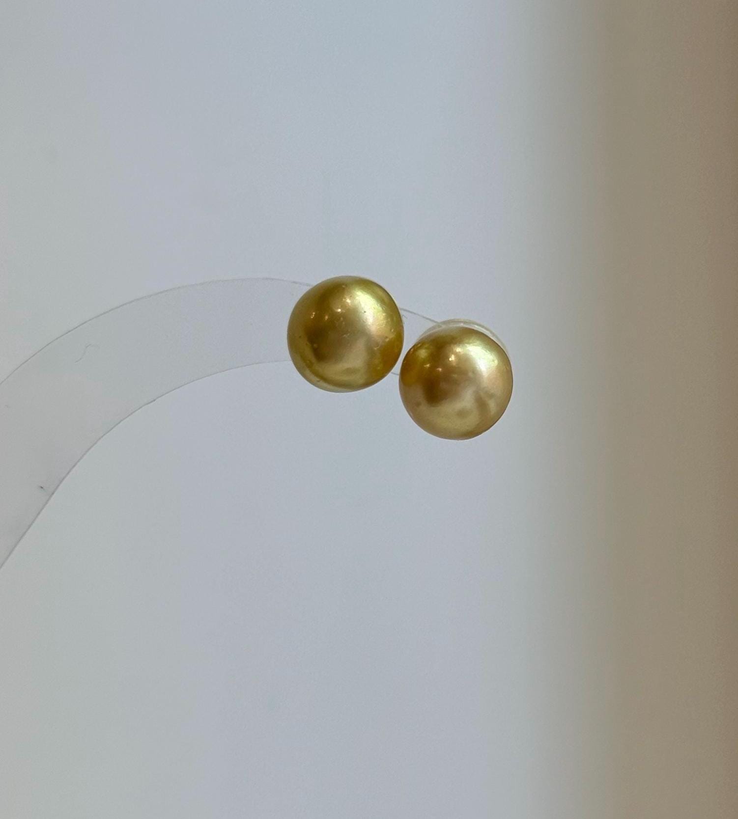 Elly’s 9.9mm Genius natural South sea Deep Tea Gold ocean Pearls Earrings studs: Extreme luster, S925 silver minimalist earrings studs.