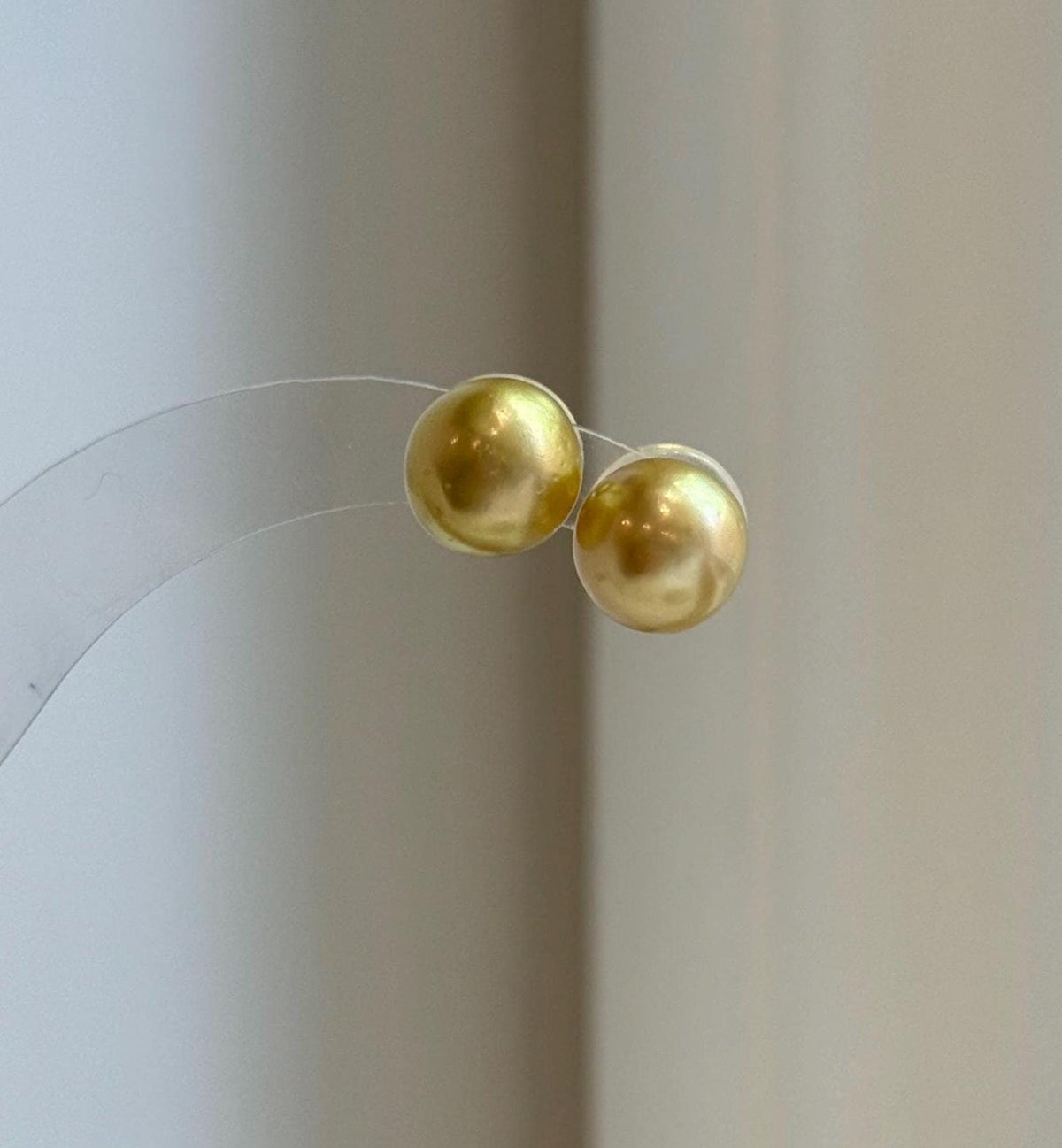 Elly’s 9.9mm Genius natural South sea Deep Tea Gold ocean Pearls Earrings studs: Extreme luster, S925 silver minimalist earrings studs.