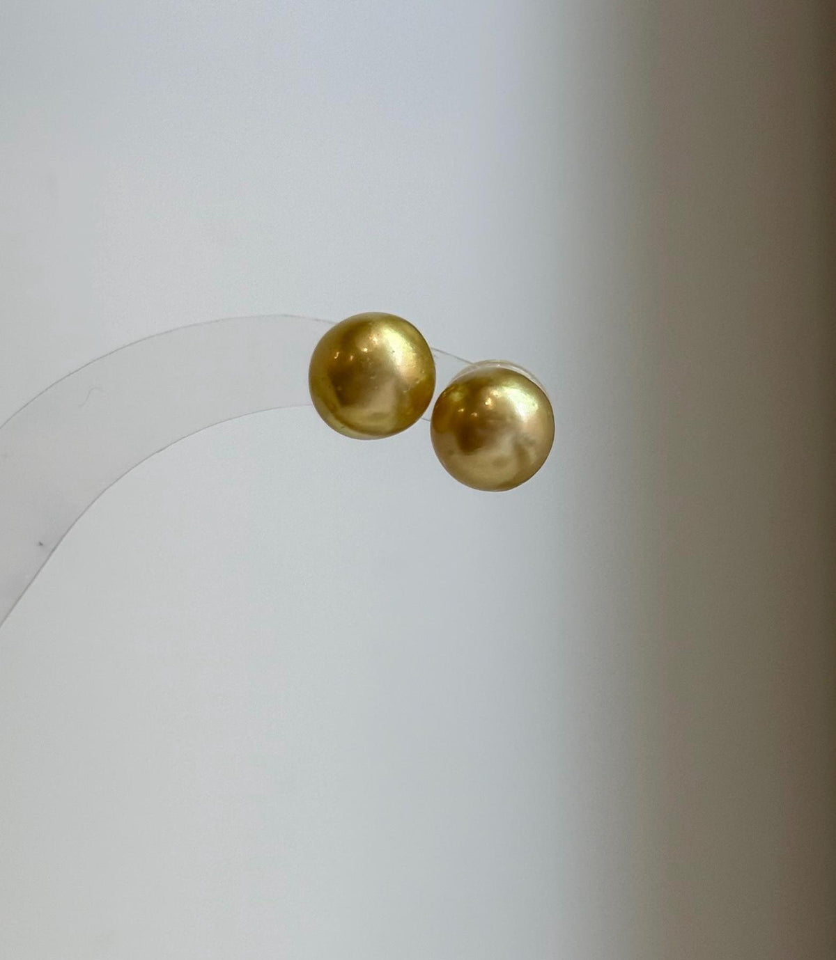 Elly’s 9.9mm Genius natural South sea Deep Tea Gold ocean Pearls Earrings studs: Extreme luster, S925 silver minimalist earrings studs.
