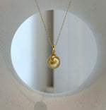 Elly’s 10.8mm South Sea deep tea Gold ocean Pearl pendant: Extreme luster mirrored, 1.9cm high, S925 silver w/ gold plated pendant.