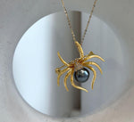 Elly’s 10.1mm Tahitian platinum Ocean Spider Brooch Pendant 2in1: Extreme Luster mirrored, 3.5x3.5cm, no chain.