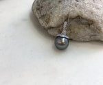 Elly’s 12.6mm Genius Tahitian hunter platinum Ocean Pearl Pendant: Extreme luster mirrored, 2.5cm high, S925 silver minimalist pendant.