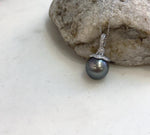 Elly’s 12.6mm Genius Tahitian hunter platinum Ocean Pearl Pendant: Extreme luster mirrored, 2.5cm high, S925 silver minimalist pendant.