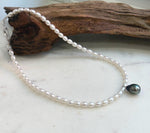 Elly’s 10.7mm Tahitian Peacock green ocean Freshwater white Pearls Necklace: extreme luster, S925 silver necklace. To 18.1”.