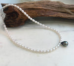 Elly’s 10.7mm Tahitian Peacock green ocean Freshwater white Pearls Necklace: extreme luster, S925 silver necklace. To 18.1”.