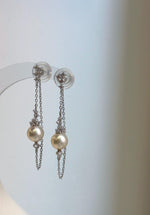Elly’s 8mm Akoya ivory ocean Pearls Earrings chandeliers: Extreme luster mirrored, 9.5cm high, S925 silver earrings.