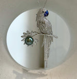 Elly’s 9.5mm Tahitian peacock green Ocean parrot Brooch Pendant 2in1: Extreme Luster mirrored, 4.2x7.3cm, no chain.