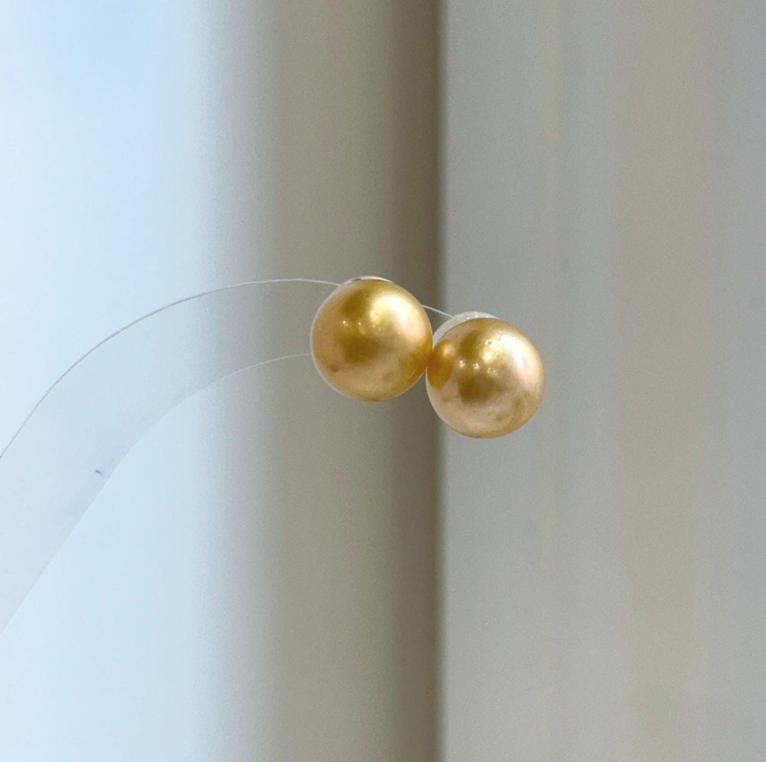 Elly’s 11.6mm Genius natural South sea Deep Gold ocean Pearls Earrings studs: Extreme luster, S925 silver minimalist earrings studs.