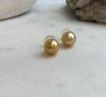 Elly’s 11.6mm Genius natural South sea Deep Gold ocean Pearls Earrings studs: Extreme luster, S925 silver minimalist earrings studs.