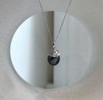 Elly’s 10.8mm Genius Tahitian black platinum Ocean Pearl Pendant: Extreme luster mirrored, 2.2cm high, S925 silver minimalist pendant.