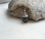 Elly’s 10.8mm Genius Tahitian black platinum Ocean Pearl Pendant: Extreme luster mirrored, 2.2cm high, S925 silver minimalist pendant.