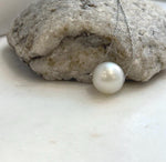 Elly’s Au750 18K Gold, 14.4mm Huge Australian ocean White Round Pearl, Floating pendant: Extreme luster,  S925 silver chain Magnetic clips.