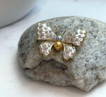 5.2-6.6mm Golden silver Freshwater Pearls butterfly Brooch Pendant 2in1: Extreme luster,4.2x3cm.