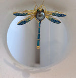Elly’s 10mm Tahitian peacock green Ocean Dragonfly Brooch Pendant 2in1: Extreme Luster mirrored, 6x7.5cm