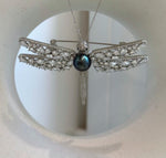 Elly’s peacock teal Tahitian ocean Pearl Dragonfly Brooch Pendant 2in1: Extreme luster, 9.6mm, 7x5cm.