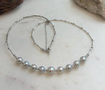 Elly’s 9pcs 7.2-8.1mm Akoya ocean pearls Designed Necklace: Extreme luster mirrored, S925 silver necklace, to 19.5”.
