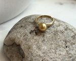 Elly’s 8.6mm South sea deep tea gold ocean pearl Ring: Extreme luster mirrored, S925 silver with gold plated adjustable Vintage Ring.