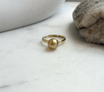 Elly’s 8.6mm South sea deep tea gold ocean pearl Ring: Extreme luster mirrored, S925 silver with gold plated adjustable Vintage Ring.