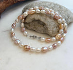 Elly’s 5.8-7.4mm Freshwater Multicolored Pearls Necklace Strand: Extreme luster mirrored, 18.3”, S925 silver necklace.