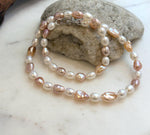 Elly’s 5.8-7.4mm Freshwater Multicolored Pearls Necklace Strand: Extreme luster mirrored, 18.3”, S925 silver necklace.
