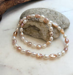 Elly’s 5.8-7.4mm Freshwater Multicolored Pearls Necklace Strand: Extreme luster mirrored, 18.3”, S925 silver necklace.