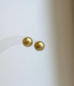 Elly’s 8.7mm Genius natural South sea Deep Tea Gold ocean Pearls Earrings studs: Extreme luster, S925 silver minimalist earrings studs.
