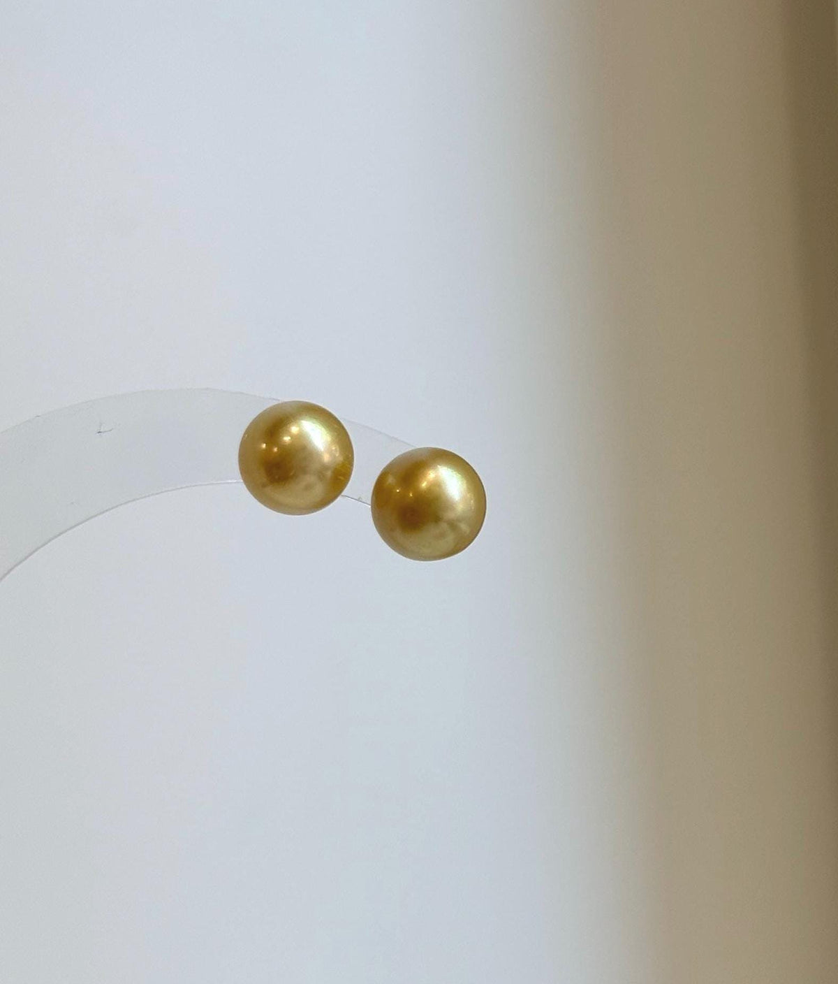 Elly’s 8.7mm Genius natural South sea Deep Tea Gold ocean Pearls Earrings studs: Extreme luster, S925 silver minimalist earrings studs.