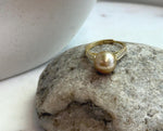 Elly’s 10.7mm South sea deep gold ocean pearl Ring: Extreme luster mirrored, S925 silver with gold plated adjustable Vintage Ring.