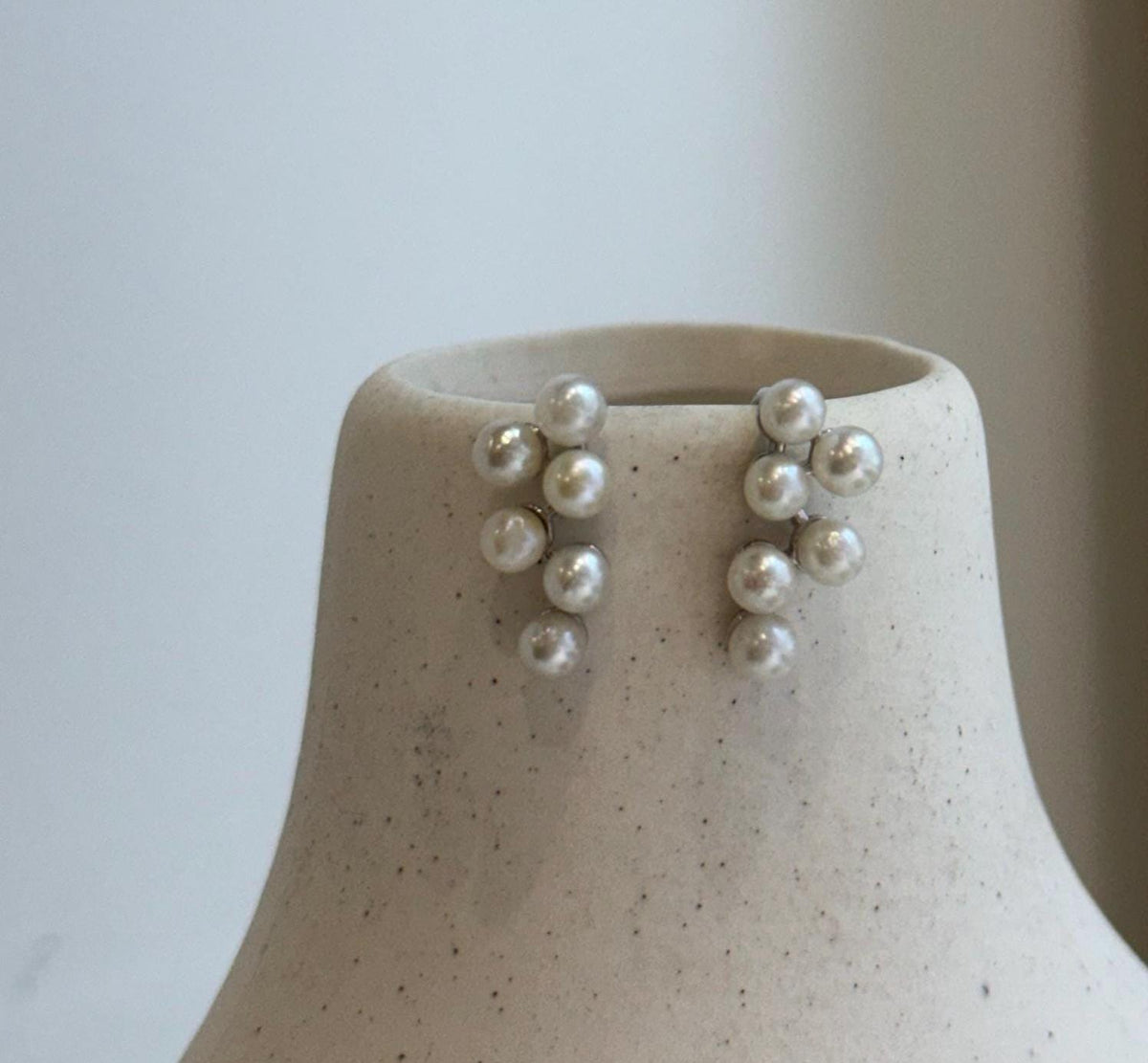 Elly’s 12pcs Akoya In sale strong luster ivory Ocean Pearl dazzling stylish S925 silver grapes earrings clips no piercings. 3.2mm+