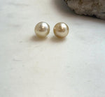 Elly’s 9.8mm Genius natural South sea Champagne Gold ocean Pearls Earrings studs: Extreme luster, S925 silver minimalist earrings studs.
