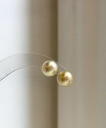 Elly’s 9.8mm Genius natural South sea Champagne Gold ocean Pearls Earrings studs: Extreme luster, S925 silver minimalist earrings studs.