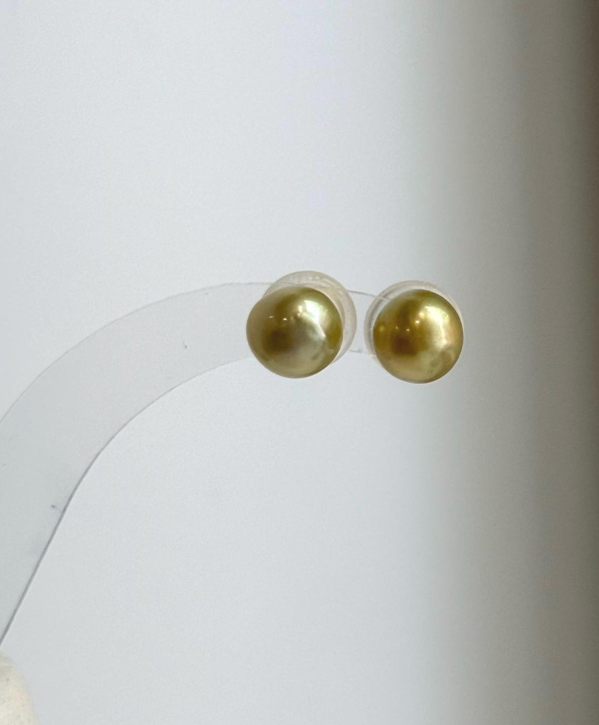 Elly’s 8.8mm Genius natural South sea Deep Tea Gold ocean Pearls Earrings studs: Extreme luster, S925 silver minimalist earrings studs.
