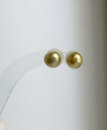 Elly’s 8.8mm Genius natural South sea Deep Tea Gold ocean Pearls Earrings studs: Extreme luster, S925 silver minimalist earrings studs.