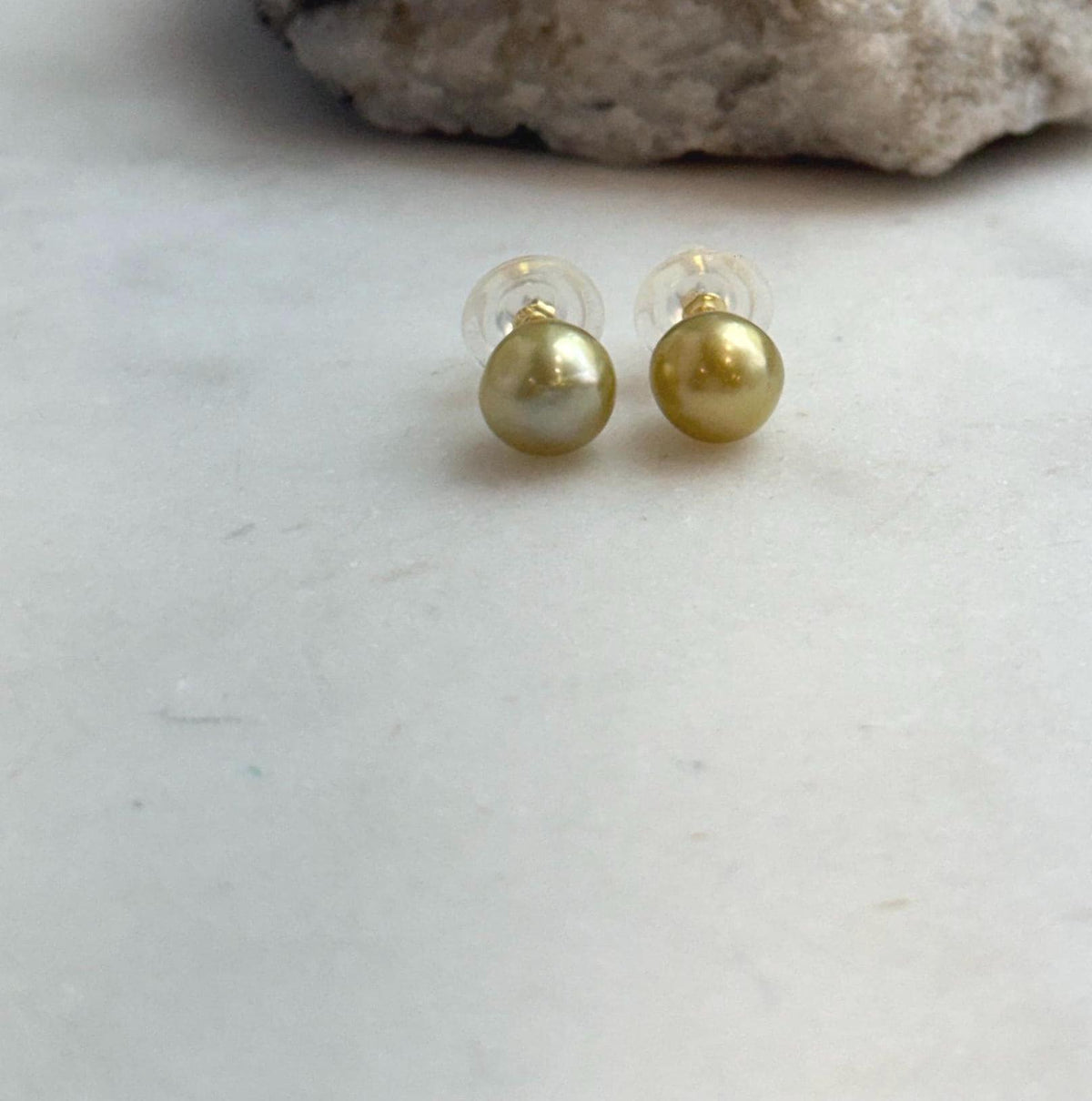 Elly’s 8.8mm Genius natural South sea Deep Tea Gold ocean Pearls Earrings studs: Extreme luster, S925 silver minimalist earrings studs.