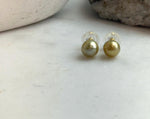 Elly’s 8.8mm Genius natural South sea Deep Tea Gold ocean Pearls Earrings studs: Extreme luster, S925 silver minimalist earrings studs.