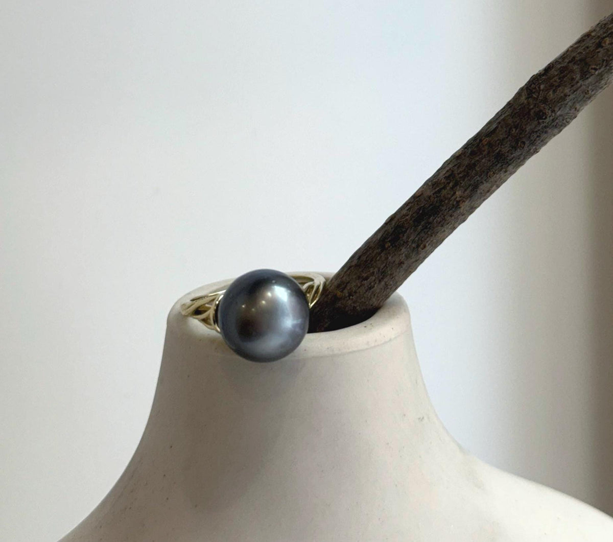Elly’s 12mm Tahitian Ocean platinum ocean Pearl Ring: Extreme luster mirrored, S925 silver adjustable Ring. Pearl Jewelry Idea.