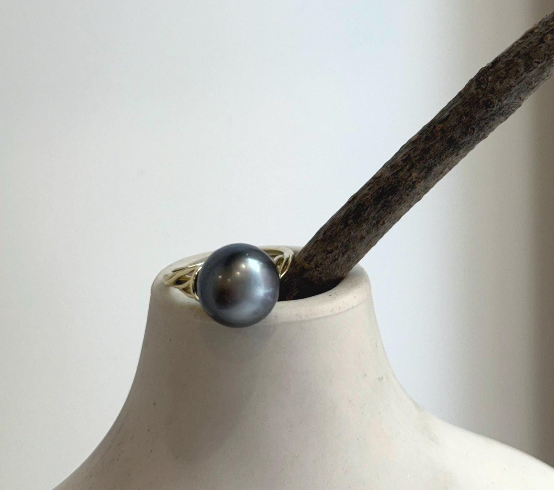 Elly’s 12mm Tahitian Ocean platinum ocean Pearl Ring: Extreme luster mirrored, S925 silver adjustable Ring. Pearl Jewelry Idea.