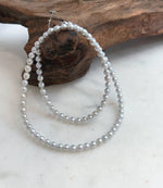 Elly’s 4.1-4.5mm Insale Freshwater blue silver Pearls Necklace: Extreme luster mirrored, To 18.5”, S925 silver necklace strand.