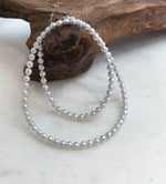Elly’s 4.1-4.5mm Insale Freshwater blue silver Pearls Necklace: Extreme luster mirrored, To 18.5”, S925 silver necklace strand.