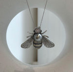 Elly’s Tahitian Platinum Ocean Pearl Bee Brooch Pendant 2in1: Extreme luster mirrored, 10.4mm, 4x3cm.