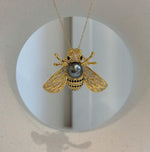 Elly’s Tahitian platinum Ocean Pearl Bee Brooch pendant 2in1: Extreme luster mirrored, 9.3mm, 4x3fcm, No chain.